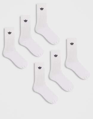 Adidas Originals Trefoil 6-pack Crew Socks-white