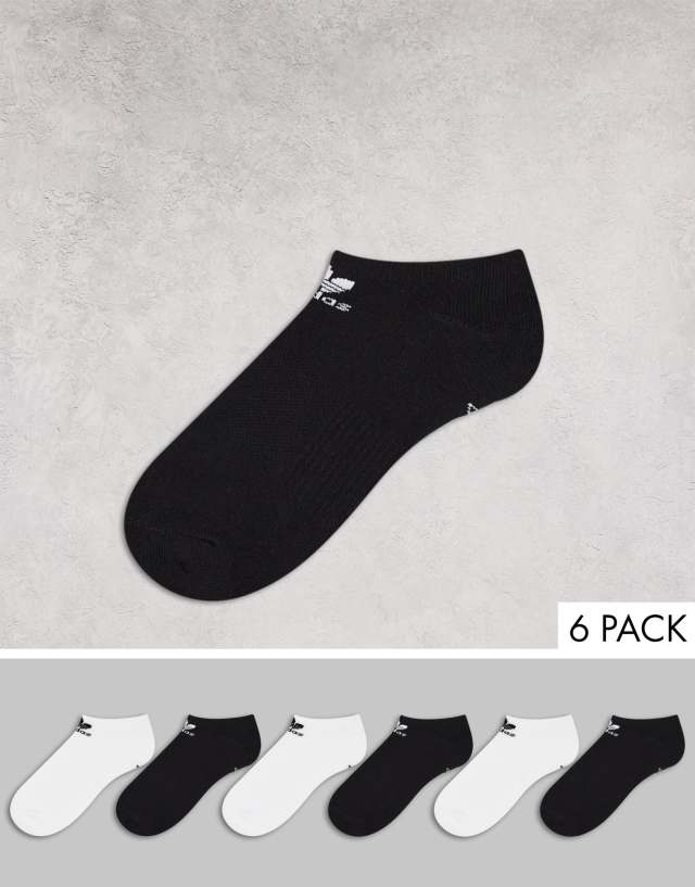 adidas Originals Trefoil 6 pack no show socks in black and white