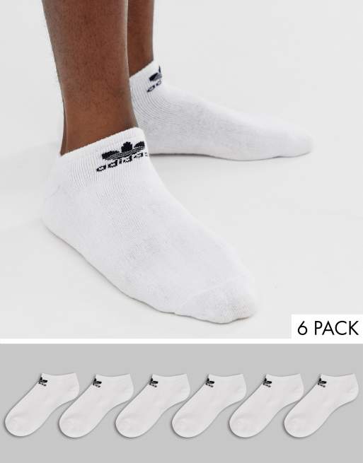 Ørken gammel Banzai adidas Originals Trefoil 6 pack No Show socks in white | ASOS