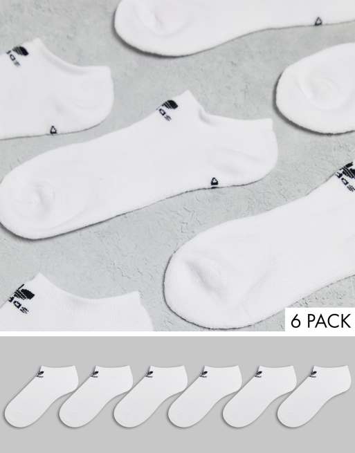 Ørken gammel Banzai adidas Originals Trefoil 6 pack No Show socks in white | ASOS