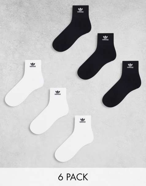 adidas Originals Trefoil 6-Pack Quarter socks in black and white - view 1