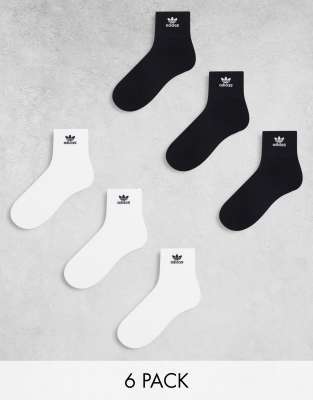 Adidas Originals Trefoil 6-pack Quarter Socks In Multi