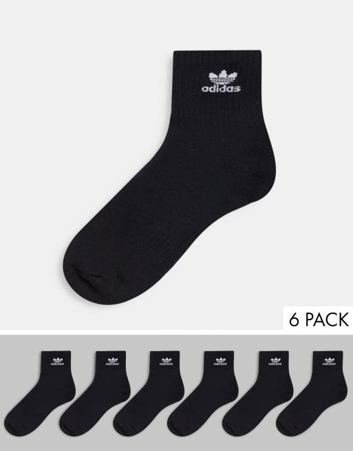 adidas Originals trefoil 6-pack quarter socks in black