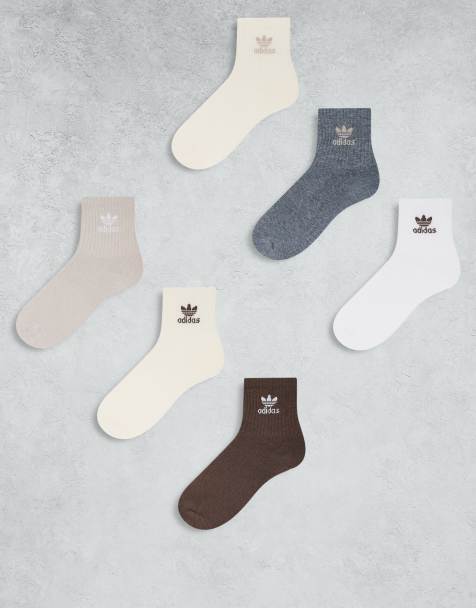 adidas Originals Trefoil 6-pack quarter socks in neutral multi - view 1