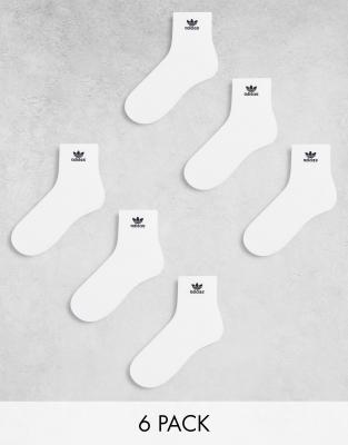 Adidas Originals Trefoil 6-pack Quarter Socks In White