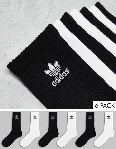 adidas Originals Trefoil 6 pack socks in white and black - view 1