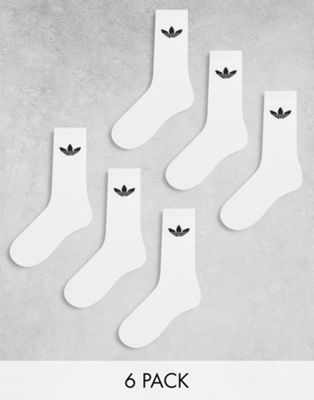 adidas Originals trefoil 6 pack socks in white