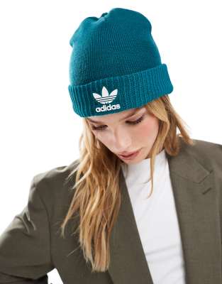 adidas Originals trefoil beanie in teal-Blue
