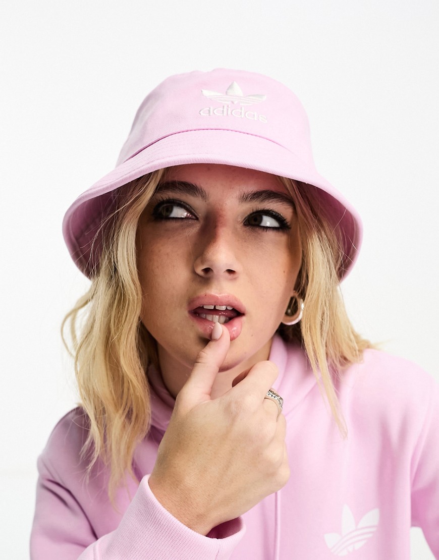 adidas Originals trefoil bucket hat in baby pink