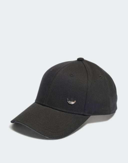 adidas Originals - Trefoil - Cappellino nero con visiera e trifoglio in metallo