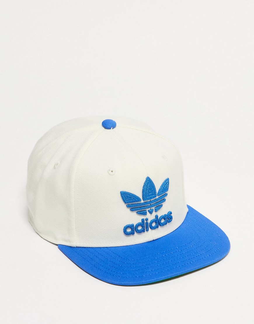 Adidas Originals Trefoil Chain snapback cap in white and blue