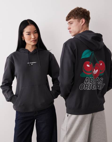 adidas Originals trefoil cherry hoodie in black - view 1