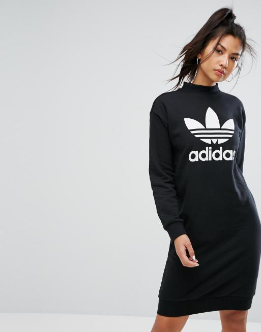 Adidas originals trefoil cheap logo dress in black