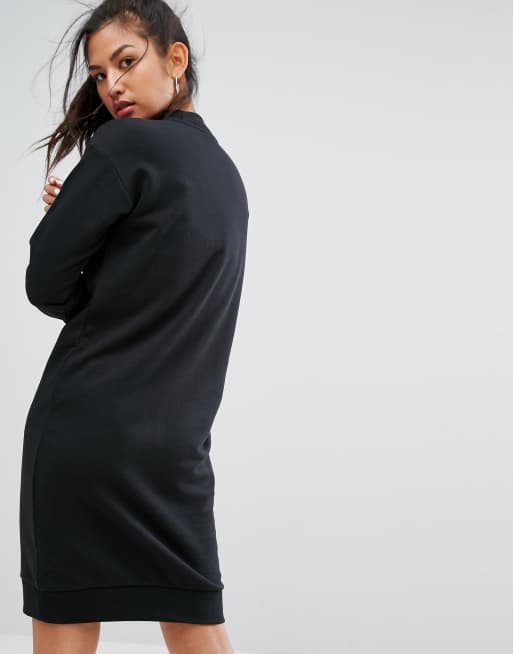 adidas Originals Trefoil Crew Neck Dress In Black