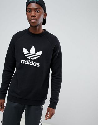 adidas trefoil black crew neck sweatshirt
