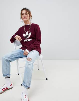 maroon adidas crew neck