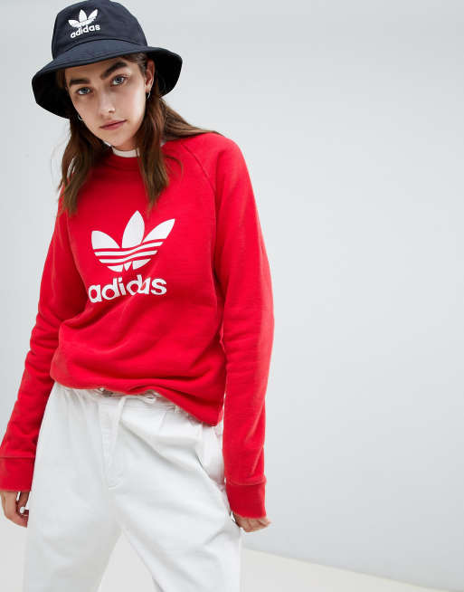 Adidas trefoil hotsell sweatshirt red