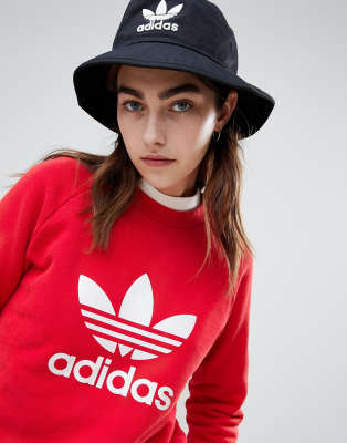 adidas originals trefoil crew neck sweatshirt in maroon