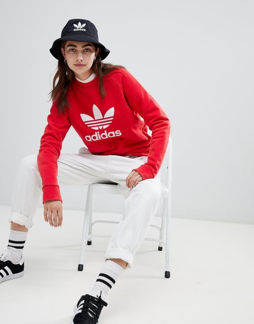 Adidas trefoil 2024 sweatshirt red