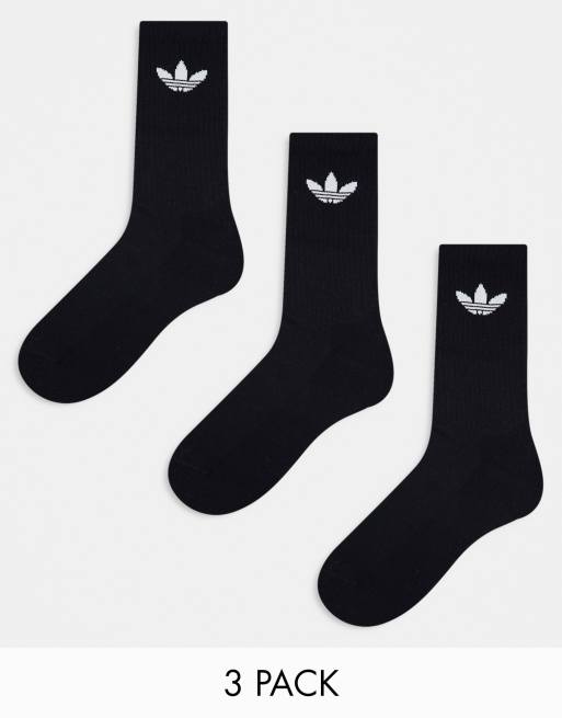 adidas Originals Trefoil Cushion 3 pack socks in black | ASOS