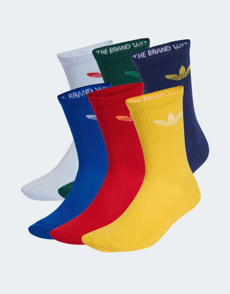 adidas Originals – Trefoil Cushion – 6er-Pack Crew-Socken in Crystal Sky/Dunkelblau/ - view 1