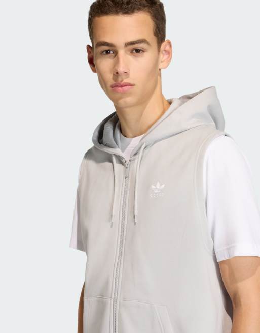 adidas Originals – Trefoil Essentials – Ärmelloser Kapuzenpullover in Grey Two, 3 von 4