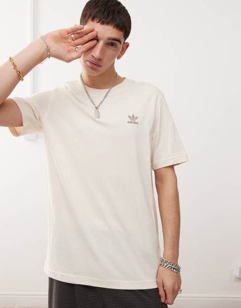 adidas Originals – Trefoil Essentials – Beżowy T-shirt z logo Trefoil - view 1