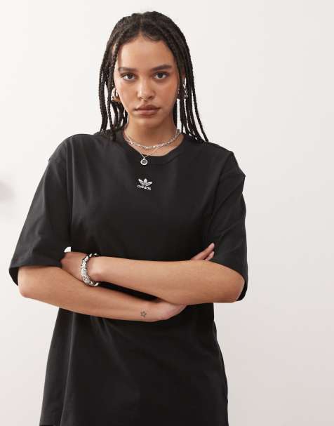 adidas Originals – Trefoil – Essentials – Boyfriend-T-Shirt in Schwarz - view 1