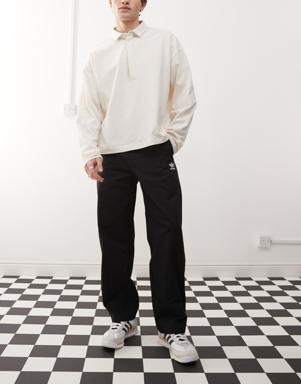 adidas Originals Trefoil Essentials chino trousers in black