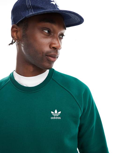 adidas Originals Trefoil Essentials crew neck sweat in collegiate green ASOS