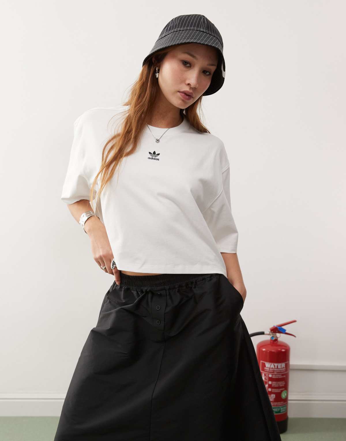 adidas Originals Trefoil Essentials cropped t-shirt in white