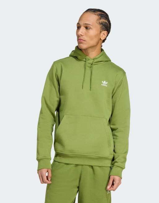 adidas Originals - Trefoil Essentials - Felpa con cappuccio color oliva tecnico