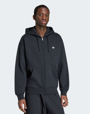 Adidas Originals Uomo Nero Felpa Adidas Trefoil Essentials Loose Full Zip Hoodie M - Immagine 4