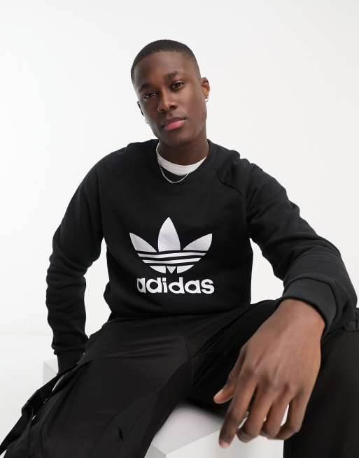 adidas Originals Trefoil Essentials Felpa nera con logo