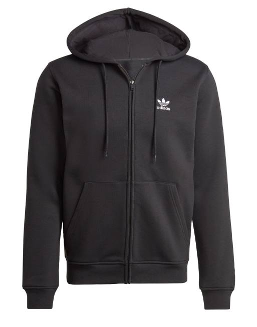 adidas Originals Trefoil essentials full-zip hoodie in black ASOS