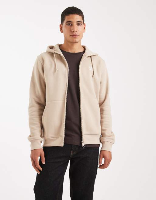 adidas Originals Trefoil essentials full-zip hoodie in stone khaki