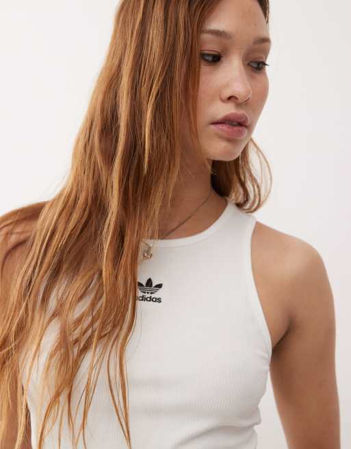 adidas Originals – Trefoil Essentials – Geripptes Tanktop in Weiß, 2 von 4