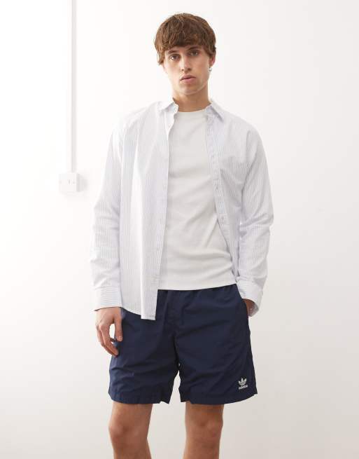 adidas Originals - Trefoil Essentials - Geweven shorts in nacht-indigo en wit