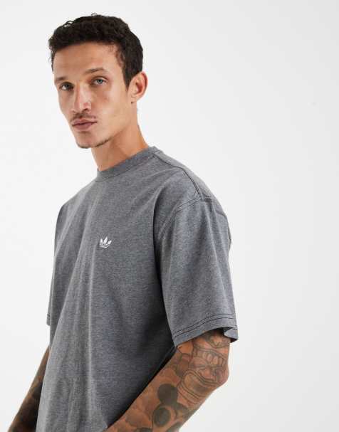 adidas Originals - Trefoil Essentials - Gråmeleret cropped T-shirt i løs pasform - view 1