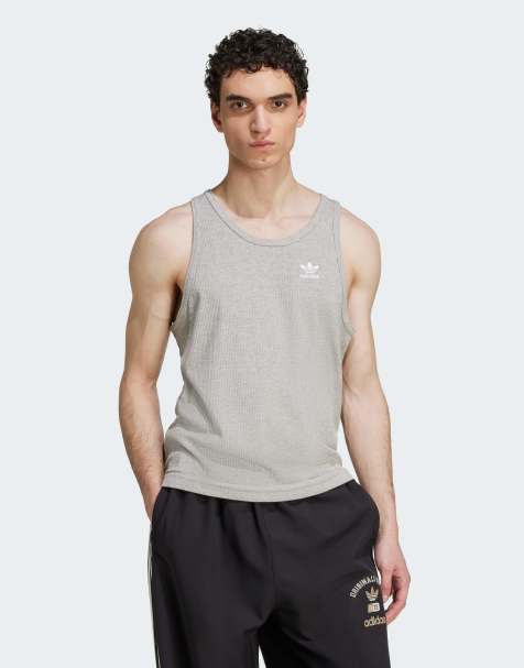 adidas Originals - Trefoil Essentials - Gråmeleret tanktop med hvidt logo - view 1