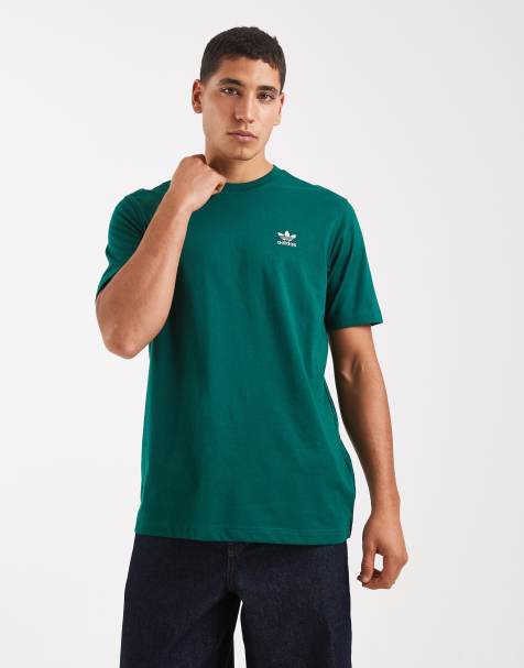 adidas Originals – Trefoil Essentials – Grön t-shirt med treklöver - view 1