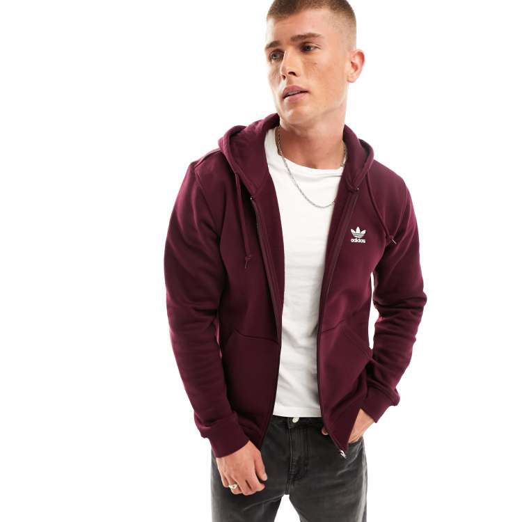 Adidas trefoil hot sale burgundy hoodie