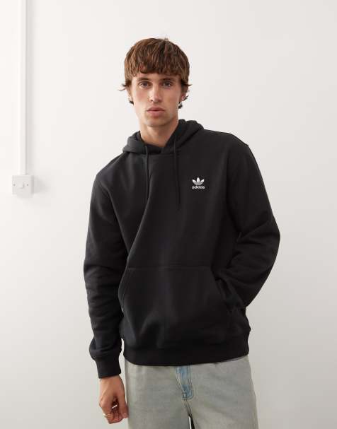 adidas Originals Trefoil Essentials hoodie in black with contrast stitch detail - view 1