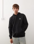 [adidas Originals] adidas Originals Trefoil Essentials hoodie in black with contrast stitch detail XS Black/ white