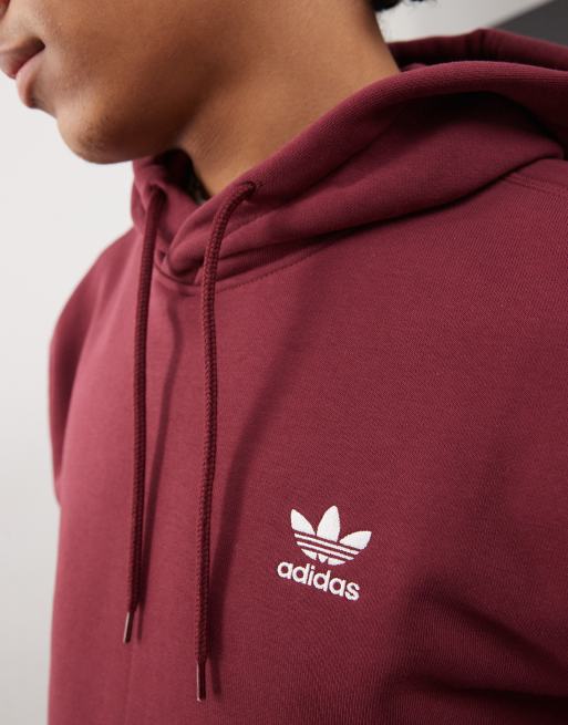 adidas Originals Trefoil Essentials Hoodie in burgundy ASOS - Main Image