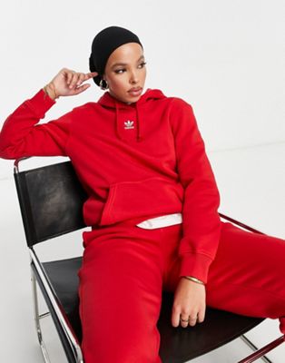 adidas Originals Trefoil Essentials hoodie in red