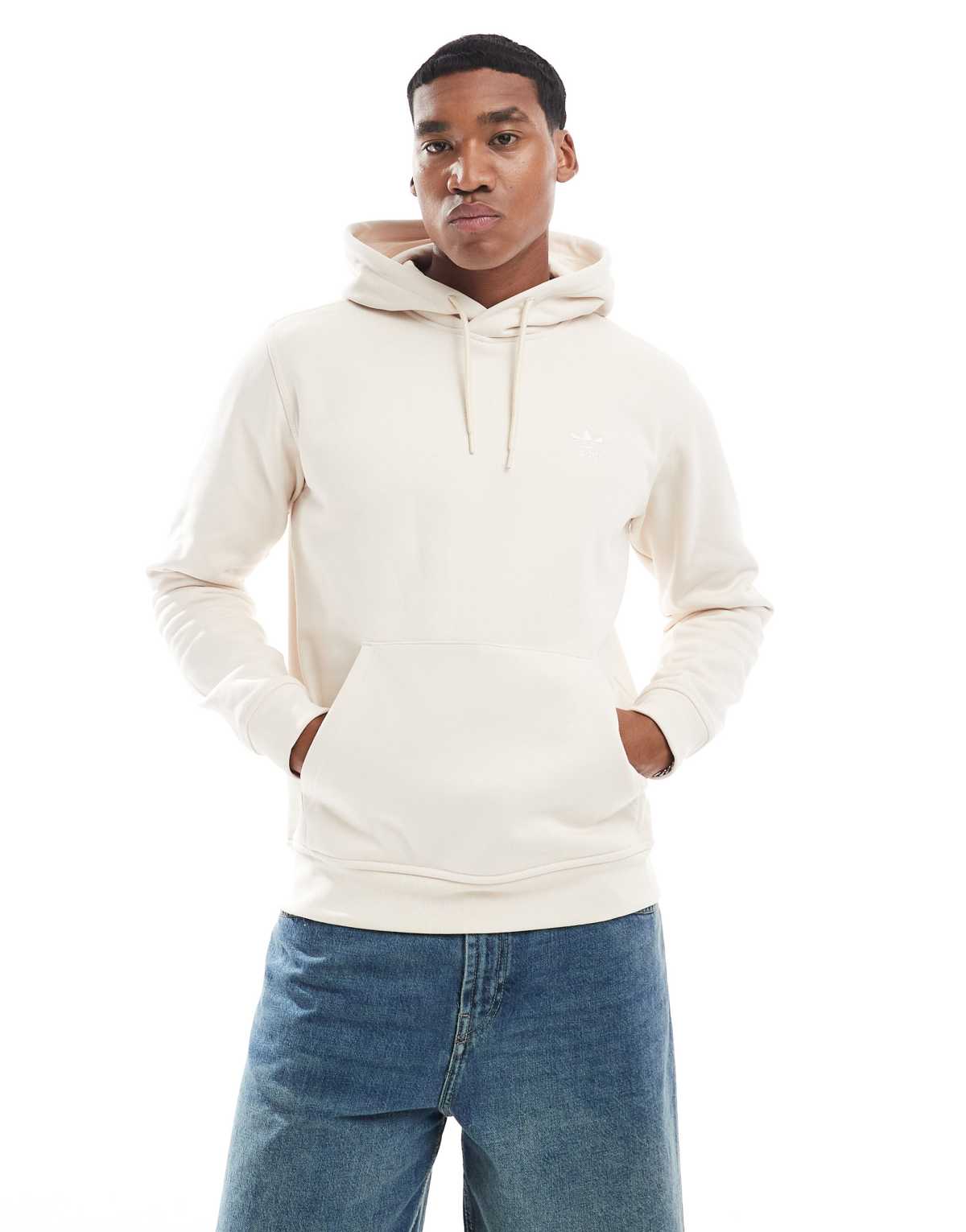 adidas Originals Trefoil essentials hoodie in wonder white / white