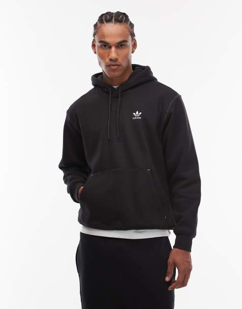 adidas Originals - Trefoil Essentials - Hoodie in zwart met contrasterende stiksels - view 1