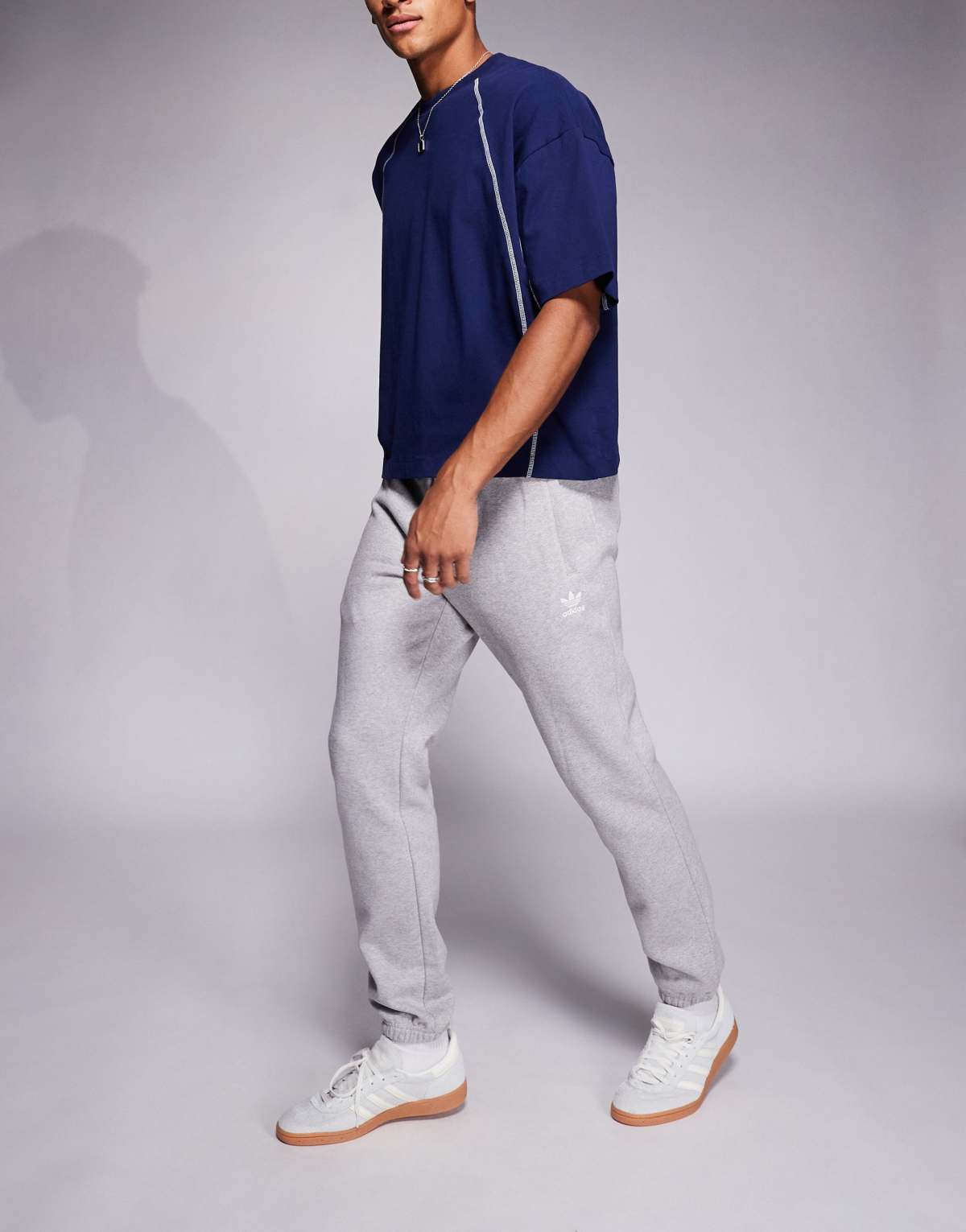 adidas Originals Trefoil Essentials joggers in grey