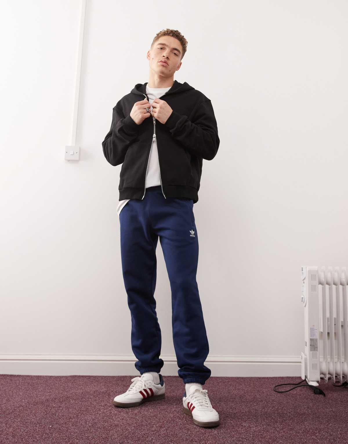 adidas Originals Trefoil Essentials joggers in navy
